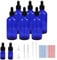 Episkey 6 Stück 100ml Pipettenflasche, Tropfflasche Blaue Glasflaschen Set inkl. 5ml mit schwarzer Pipettenkappe und Hilfszubehör für Ätherische Öle Parfüm DIY-Probenmischungen (Blau, 100ml)