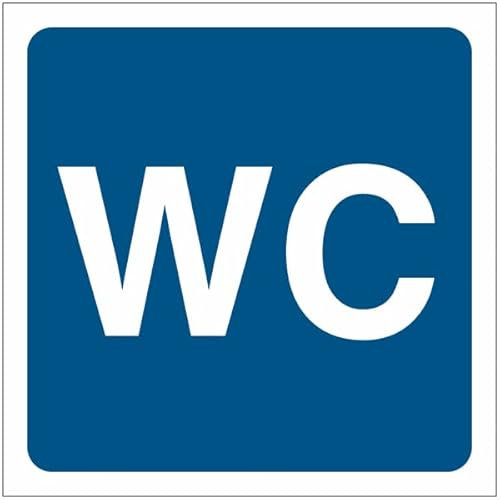 CARTELLO SEGNALETICO QUADRATA ISO 7010 - WC sfondo blu - Adesivo Extra Resistente, Pannello in Forex, Pannello In Alluminio (ADESIVO 10 CM)