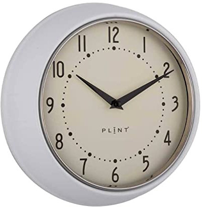PLINT Retro Wanduhr Silent Non-Ticking Decorative White Color Wall Clock, Retro Style Wall Decoration for Kitchen Living Room Home, Office, Schule, Easy to Read Large Numbers
