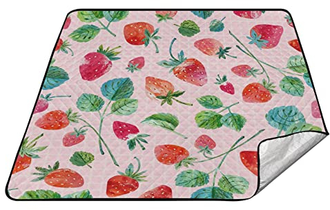 Wasserdichte Picknickdecke Gepolsterte Picknickdecke mit Stauraum für Outdoor Erdbeeren