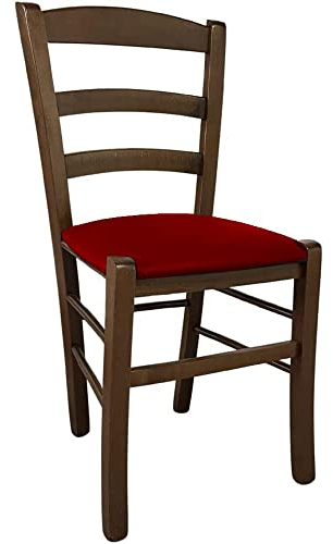 OKAFFAREFATTO MADDALONI Stuhl aus dunklem Nussbaumholz mit gepolstertem Sitz in Rot/Bordeaux