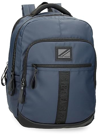 Pepe Jeans Hoxton Mochila para Portátil Doble Compartimento Azul 30x42x14,5 cms Poliéster 18,27L