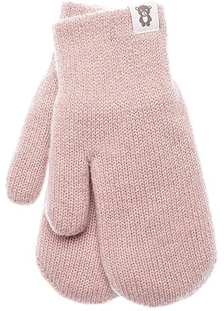 KNITAS Doppellagen Strickhandschuhe aus Wolle für Baby Kleinkind I Winter Warme Gestrickte Handschuhe für Jungen und Mädchen 0,5-2 Jahre I Bequeme Weiche Fäustlinge in der Farbe Light Pink - Größe 4