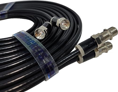Twin Satellite Shotgun Coax Cable Extension Kit with Pre Fitted Professional Compression F Connectors for Sky Q | Sky HD | Sky+ | Freesat | By Inbrackets (7 Metre, Black)