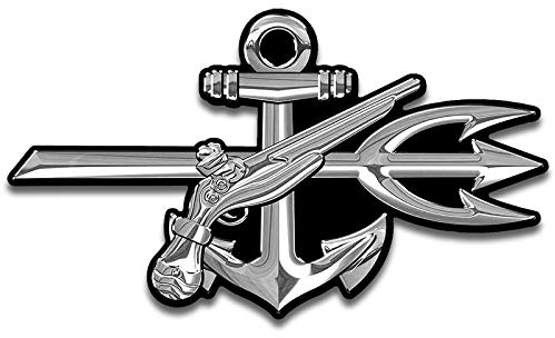 WildeBabsKLBT 11cm Hochwertiger Auto-Aufkleber Sticker Decal Autoaufkleber Aufkleber-Folie Wetterfest Navy Seal Udt Underwater Demolition Team Silver F1097
