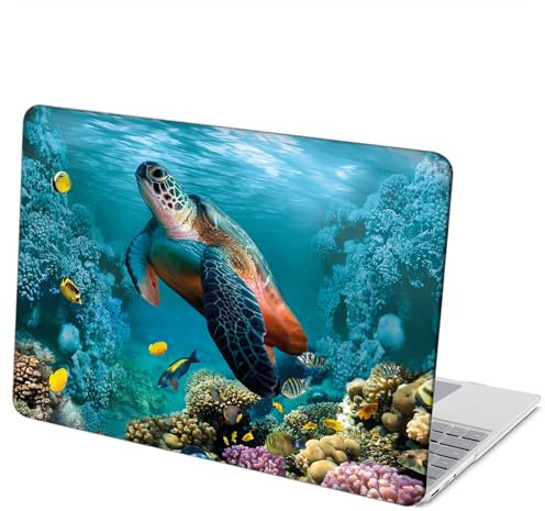MINGDAO Compatible with Microsoft Surface Laptop Go 2/1 12.4 inch Hard Protective Shell Cace with Keyboard Cover (Models:2013&1943, 2022 2020 Release) - Underwater Sea Turtle and Coral