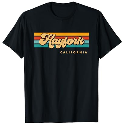 Vintage Sunset Stripes Hayfork, California T-Shirt