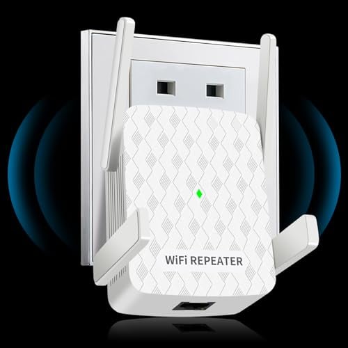 WLAN Verstärker, WLAN Repeater 1200Mbit/s Dual Band 5GHz + 2.4GHz,WiFi Verstärker deckt bis zu 200 m² und 45 Geräte ab, WLAN Verstärker mit Ethernet Anschluss,Einfache Einstellung