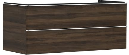 hansgrohe Xelu Q Waschtischunterschrank, 1180x550, 2 Schubkästen, für Konsolen mit Aufsatzwaschtisch, 5408, Farbe: Möbel Nussbaum Dunkel/Griff Chrom