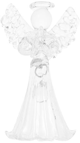 NOLITOY Engel Anhänger Glas Baumschmuck Miniatur Glas Ornamente Glasdekorationen Schreibtisch Topper Engel Design Verzierung Weihnachtsbaum Hoch Borosilikatglas zum Drehen Glasecke