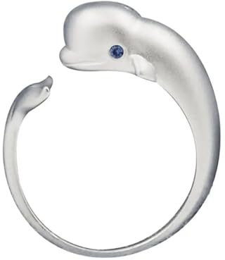 Miniblings Beluga Wal Ring Fingerring Walfisch Silber Blaue Augen - Origineller Modeschmuck I Fingerring mit Motiv I verstellbar one Size