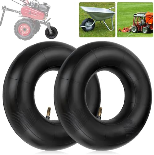 HOMURY Lot de 2 chambres à air pour roue de brouette : 4,10/3,50-6 chambres à air brouette avec capuchon, chambre à air de rechange pour brouette, tracteur, tondeuse, dollies