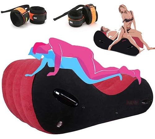Vielretude Aufblasbare Sex Bett Kissen Sofa Mit Handschellen Fußfesseln Multipurpose Liebeskissen Lendenkissen Stuhl Sofa Faltbare Sex Möbel SM-Sex-Spielzeug für Paare