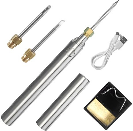 SEQURE P15 Cordless Soldering Iron Kit, 5V 15W USB Portable Soldering Iron with Rechargeable 1100mAh Battery, Electric Soldering Gun Pen with 3 Tips for Indoor & Outdoor Repair Electronics, Appliance