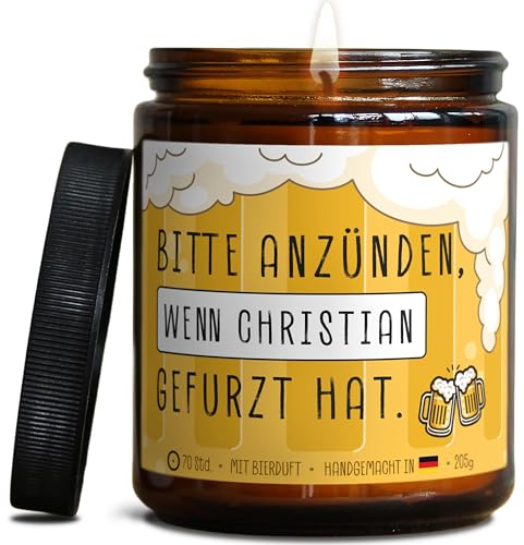Personalisierte Bier Duftkerze als Partner Geschenk | Handgemacht in DE aus Sojawachs | In Geschenkbox | Valentinstag Geburtstag | Ehe Mann Freund Frau Freund Jahrestag Männer |Bier Duft