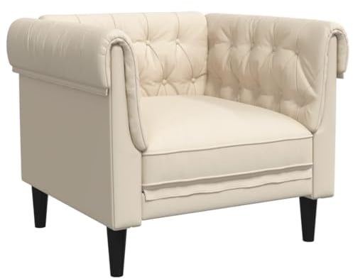 vidaXL Chesterfield Sessel, Polstersessel mit Armlehnen Rückenlehne Stützbeine, Loungesessel für Wohnzimmer, Clubsessel, Modern, Leinen Stoff
