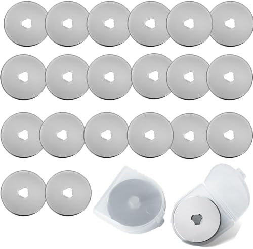 RXKFIGX 20 Pièces Lames pour Cutter Rotatif de 45 mm Lames de Rechange pour Cutter Lames Rondes avec Étui de Rangement pour Quilting Papier Tissu Scrapbooking Couture Coupe-Tissu