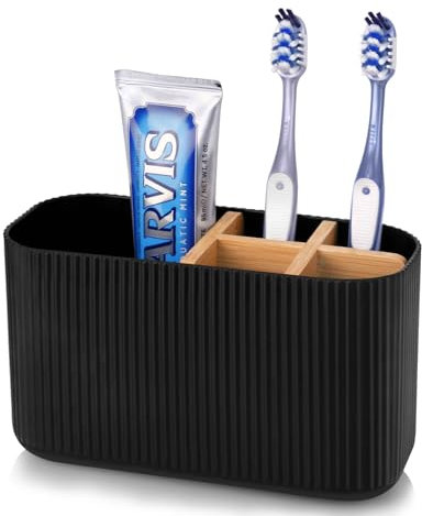 Zahnbürstenhalter für Badezimmer Organizer, elektrische Zahnbürste und Zahnpasta Halter, Zahnbürsten Organizer für Familie, Kinder (Black)