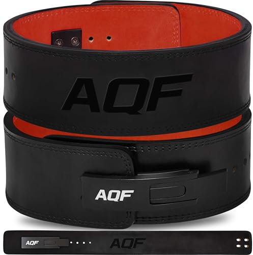 AQF Cinturon Lumbar Gimnasio Cinturón Musculación - 4 Ancho x 13mm Grosor Palanca Hebilla Soporte Lumbar - Cinturón Gym Entrenamiento Hombre para Fisicoculturismo (Hebilla Aleación, Large)