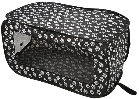 Qukaim Faltbare Hundebox – Pop-Up Transportbox für Hunde & Katzen, Atmungsaktiver Reisekäfig (M, Schwarz), Leicht & Stabil mit Doppelreißverschluss, Indoor/Outdoor