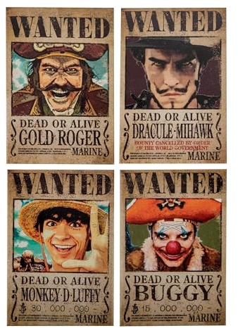 Cinereplicas One Piece - Satz von 4 'Wanted' Magneten - Offizielle Lizenz