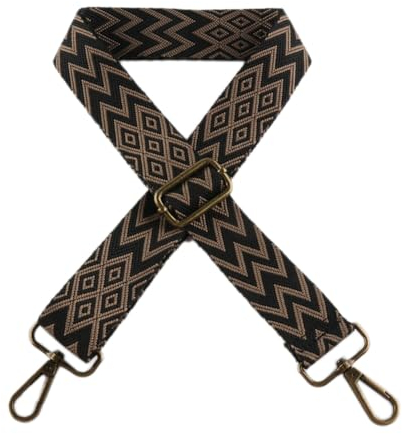 Klassischer Verstellbar Schultergurt für Taschen,3,8cm Breit Taschengurt,Längenverstellbarer 70-135cm Schulterriemen,Ersatz Taschenriemen,Riemen für Duffel Laptoptasche,Bronze Schnalle,Braun schwarz