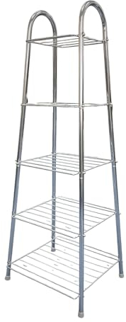 Top Home Solutions® Pan Stand - 5 Tier Pan Racks For Kitchen, Durable Chrome Plated Steel Pots And Pan Organizer, Premium Kitchen Storage For Rice Cooker, Saucepan, Soup Pot (34W x 30D x 90H Cm)