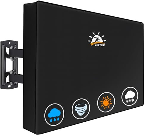 Zettum Funda para TV de 70 – 75 pulgadas, cubierta exterior 600D Oxford, revestimiento de poliuretano, resistente y resistente al agua, protector de pantalla para TV (Negro)