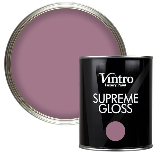 Vintro Paint | Gloss Paint | for Walls | Wood | Trim | Gloss Furniture Paint | Interior & Exterior Use. 1 Litre (Purple - Wild Heather)