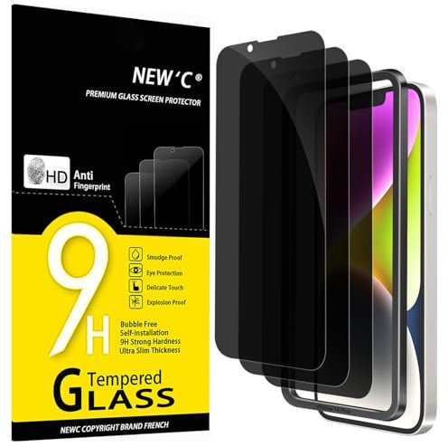 NEW'C 3 Stück, Sichtschutz für iPhone 14 Plus, iPhone 13 Pro Max für Panzerglas (6,7 Zoll), Blickschutzfolie Privacy screen mit Anti Spy - Einfaches Installationswerkzeug enthalten