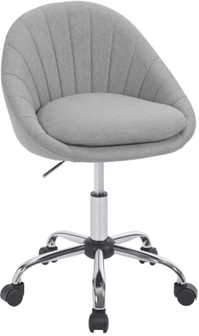 WOLTU Homeoffice Stuhl, Bürostuhl ergonomisch, Schminkstuhl drehbar, Drehstuhl mit Rollen, Schreibtischstuhl 150 kg belastbar, für Arbeitszimmer Schlafzimmer, Atmungsaktiver Stoff, Grau, BS168gr