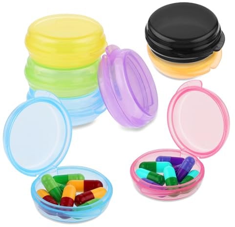 8pcs Small Pill Box Cute Portable Pill Case Travel Pills Organizer Box Medicine Dispenser Earplug Container Vitamin Holder Liver Oil Storage Case for Women Men Pocket Purse Briefcase