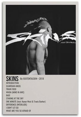 QIUNUOTAN XXXTentacion SkinsAlbum Pop-Sängerdruck, Album, Leinwand, Gemälde, Wandkunst, Schlafzimmer, Dekoration, Büro, Teenager, 30 x 45 cm, ungerahmt, 5