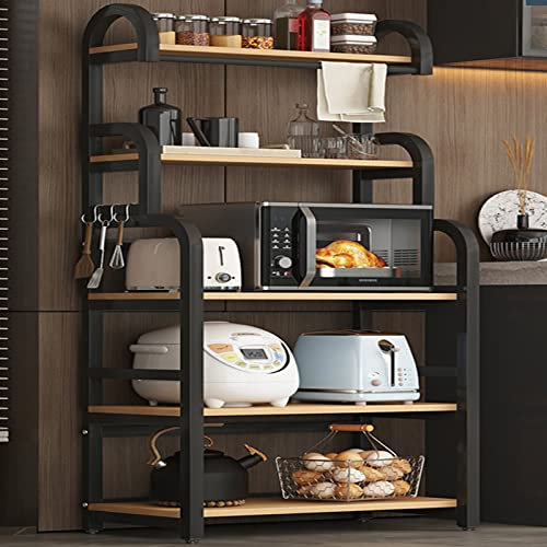 Stainless Steel Kitchen Shelves with Multi Layer Storage Cabinets and Microwave Shelf Commercial Grade Quality and Space saving Design for Home or Restaurant Use.