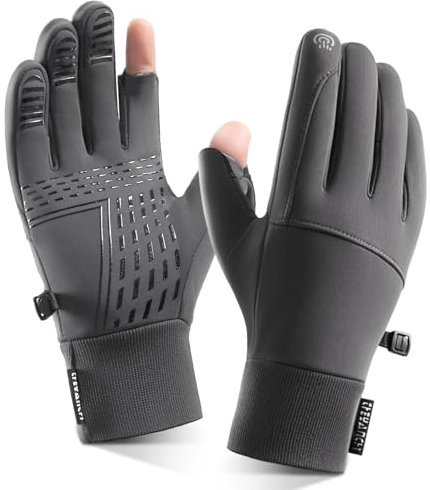 Fahrradhandschuhe Qasserdicht, Fingerlose Handschuhe Herren Touchscreen-Laufhandschuhe zum Laufen, Radfahren, Fahren, Angeln,