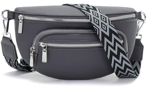 Sasrymnl kleine bauchtasche damen Dunkelgrau umhängetasche damen klein gürteltasche Veganes Leder brusttasche handtasche crossbody bag
