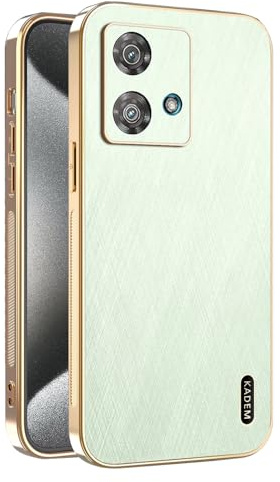 ILING Cover per Motorola Edge 40 Neo, Design Unico in Metallo Spazzolato, Premio Finitura in Pelle Custodia, Ultrasottile Morbido Silicone TPU Bumper Antiurto Case (Verde)