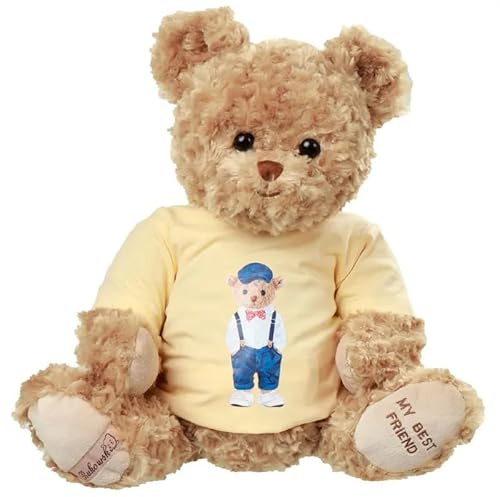 Bukowski Teddybär Mavi Classy My Best Friend braun mit gelbem T-Shirt 50 cm Plüschteddybär