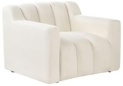 Beliani Sessel Stoff Bouclé Creme weiß gesteppt breite Armlehnen Wolkensessel Agerup