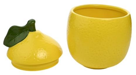 Widdop and Co Hestia - Lemon Kitchen Storage Jar - Ceramic Spring/Summer Food Container for Gifting & Homeware - H: 19 x W: 13cm.