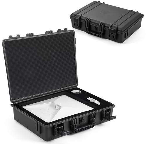 EUGOOCX Stoßfeste Hartschalenkoffer Kompatibel mit Starlink Mini, IP67 Wasserdicht Reiseetui für Starlink Mini Dish Kickstand, Power Adapter, Rohradapter, Kabel, Schwarz , 45cm x 38cm x 12cm