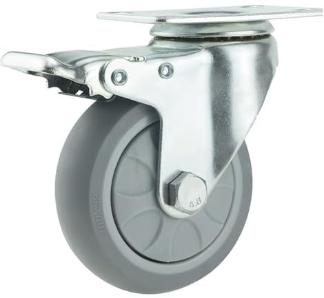 dvnFWKc Ersatzrollen, Lenkrollen, Trolley, strapazierfähig, 3/4/5 Zoll, Feststell-Drehrollen, Wagenrad, hochbelastbares Industrie-Schubkarren-Gummirad (1 Stück)(Brake Wheel,4 inch)