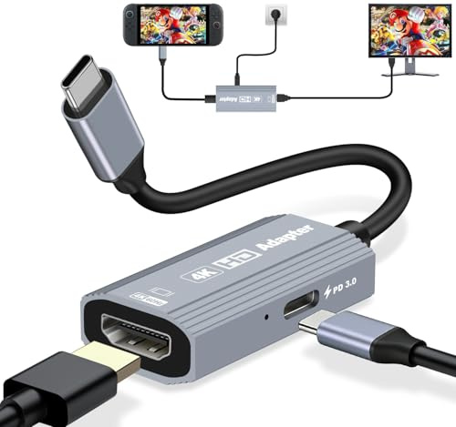 Muchfox Switch TV Dock Mode Adapter, USB C to HDMI Adapter Support 4K@60Hz Output & PD 100W Fast Charging, Compatible with Switch,iPad, Capture Cards, TVs, Steam, MacBook, Portable Monitors