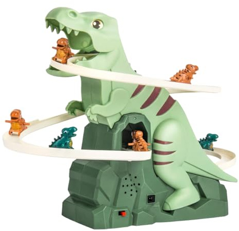 Jouet dinosaure - Toboggan d'escalade dinosaure - Kit de course électrique - Système d'action musicale léger - Jeu éducatif pour à partir de 3 ans - Jeu d'intérieur - Divertissement - Cadeau