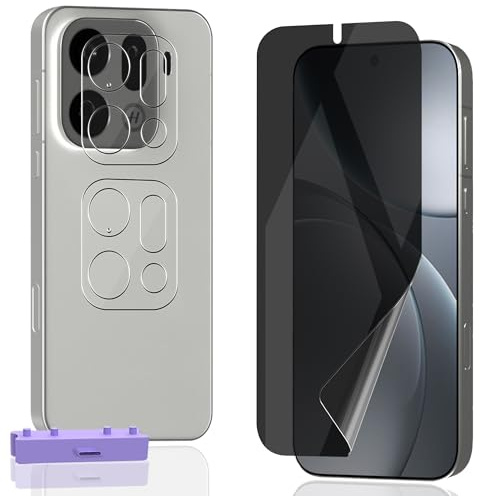 Zerrshoo Sichtschutz Schutzfolie für OPPO Find X9 Pro Selbstheilend folie | 1+2 Stück Anti-Spy Blickschutz TPU folie mit Positionierhilfe, 9H Kamera Panzerglas, Einfache Montage, Anti-Kratz, Blasenfrei