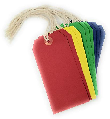 County Stationery Assorted Coloured Tie On Strung Luggage Labels - Pack of 10