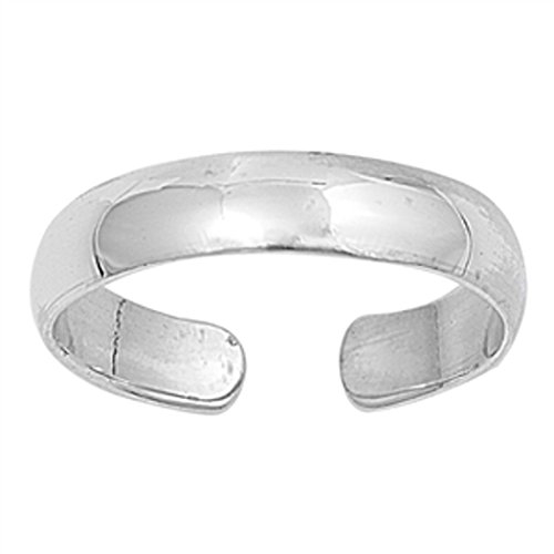 Bague d'orteil, Bague de pied, Largeur 4mm, Argent sterling 925, Taille ajustable, Modèle 9