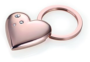 TROIKA ROSY HEART SCHLÜSSELANHÄNGER - KR15-32/RG - Schlüsselanhänger bauchiges Herz - made with SWAROVSKI® ELEMENTS - verchromt - glänzend - rose-gold
