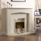Electric Cream Ivory Silver Flame Fire Modern Wall Surround LED Fireplace Suite 48