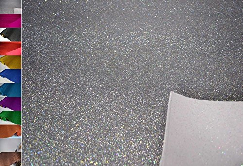 StoffBook MOOSGUMMI Glitzer METERWARE 2MM BASTELMATERIAL Stoff Stoffe, D000 (Silber)
